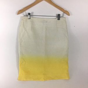 Hombre dip dye j.crew linen pencil skirt yellow
